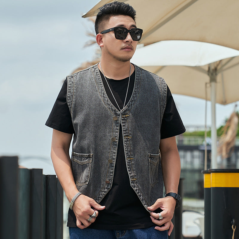 Veste sans manches en denim tendance pour hommes