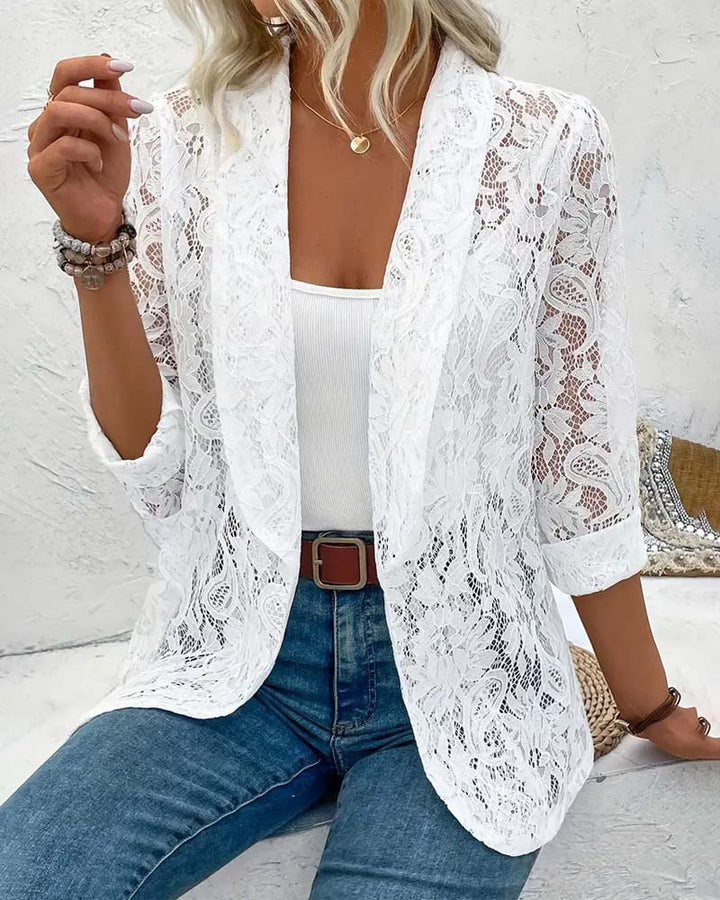 Blazer en dentelle à col revers