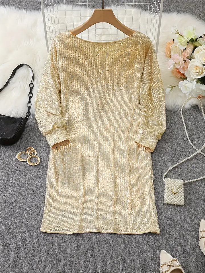 Robe à paillettes de fête avec contraste