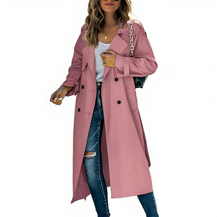 Trench-coat élégant à double boutonnage pour femmes