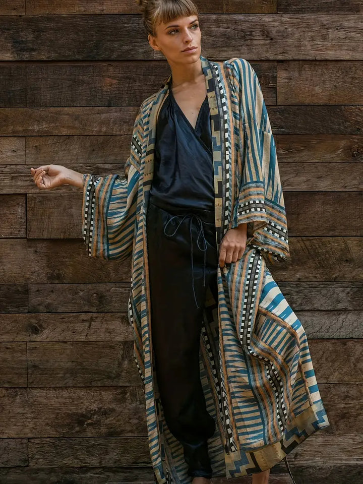 Kimono Boho en taille plus avec ceinture à nouer