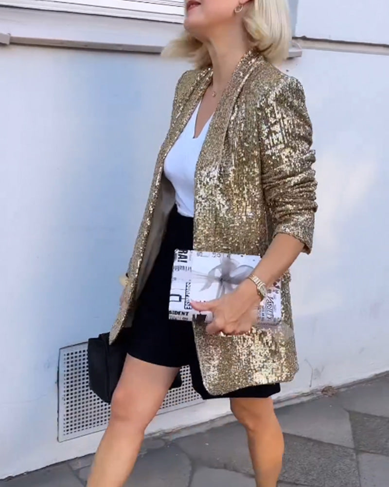 Veste dorée scintillante avec paillettes