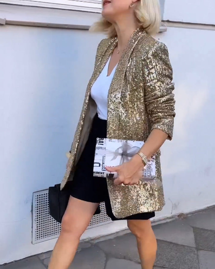 Veste dorée scintillante avec paillettes