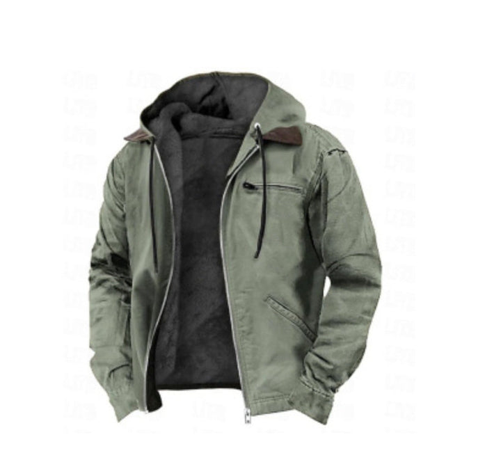 Veste pour hommes avec capuche, fermeture éclair et doublure en polaire douce
