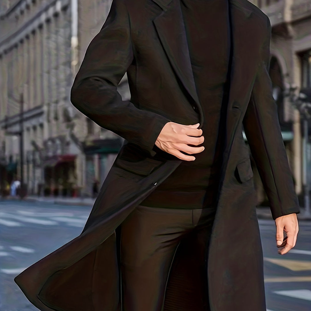 Trench-coat pour hommes grandes tailles col à revers classique