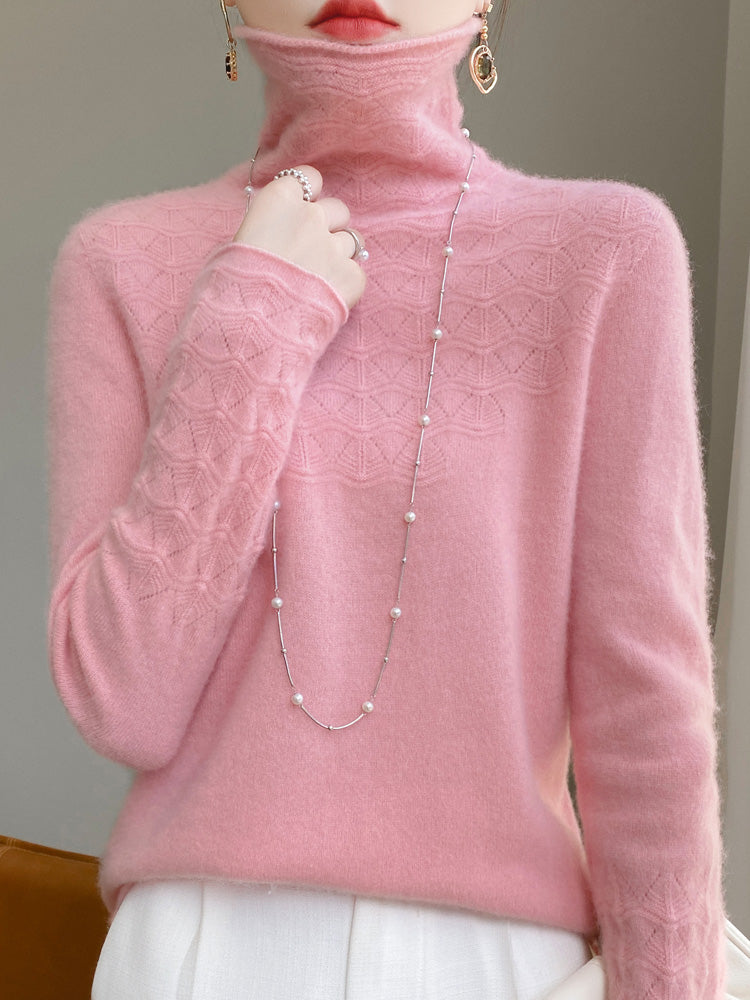 Pull à col roulé en laine et cachemire pour femmes Doux Chaud Élégant