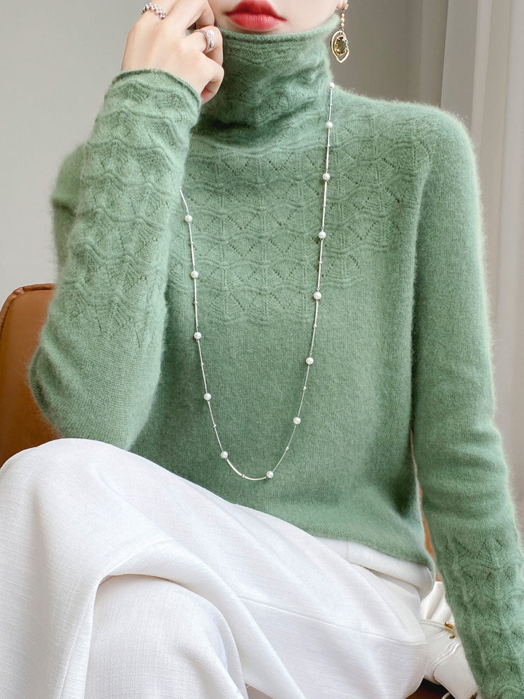 Pull à col roulé en laine et cachemire pour femmes Doux Chaud Élégant