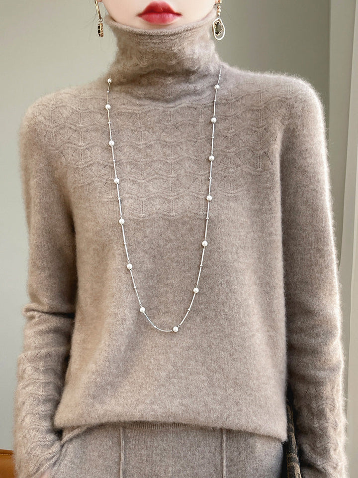 Pull à col roulé en laine et cachemire pour femmes Doux Chaud Élégant