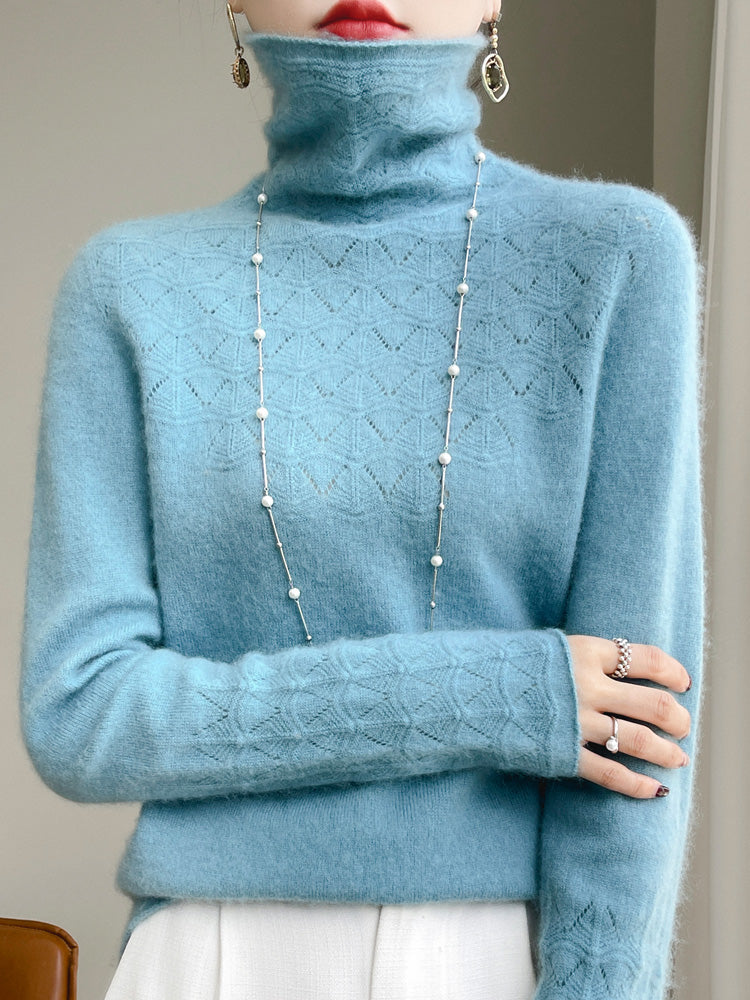 Pull à col roulé en laine et cachemire pour femmes Doux Chaud Élégant