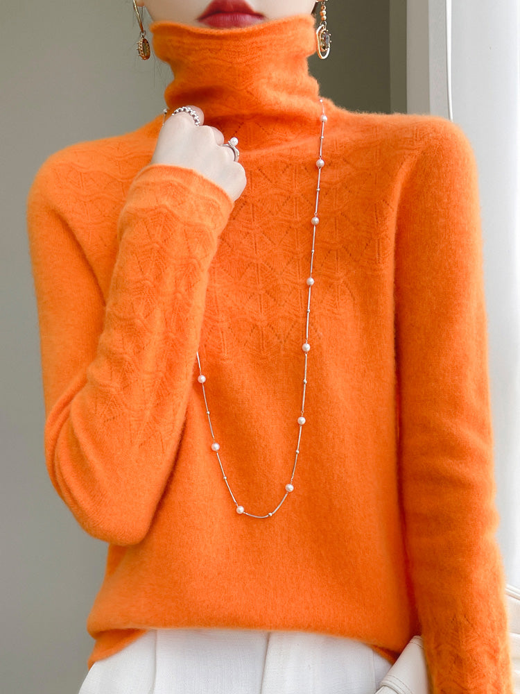 Pull à col roulé en laine et cachemire pour femmes Doux Chaud Élégant