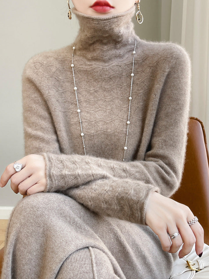 Pull à col roulé en laine et cachemire pour femmes Doux Chaud Élégant