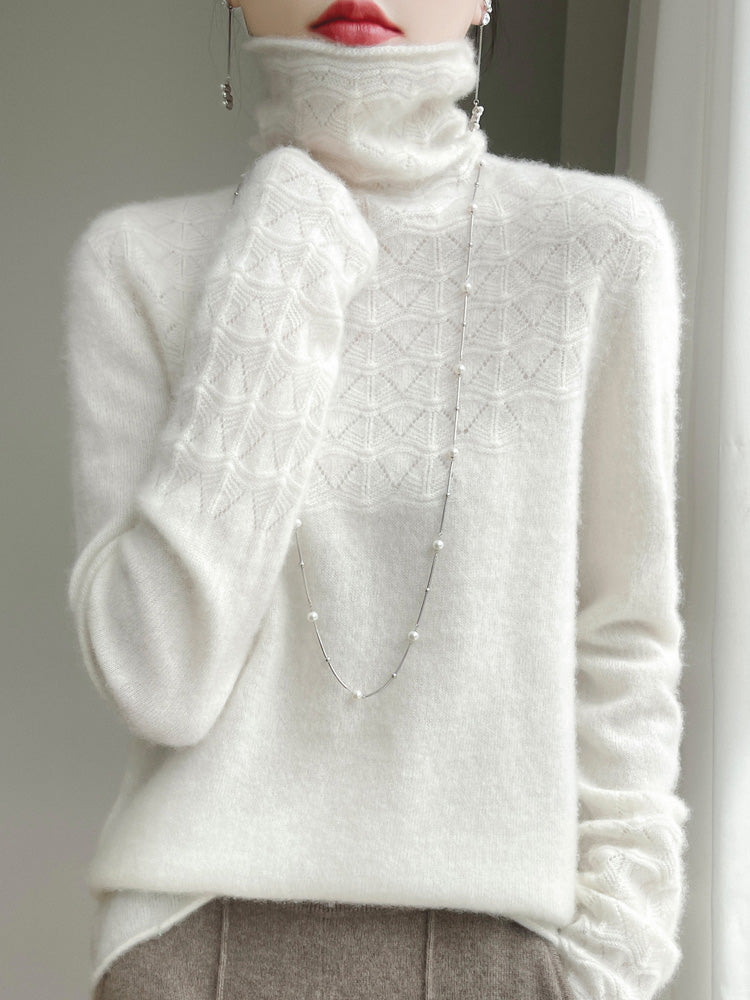 Pull à col roulé en laine et cachemire pour femmes Doux Chaud Élégant