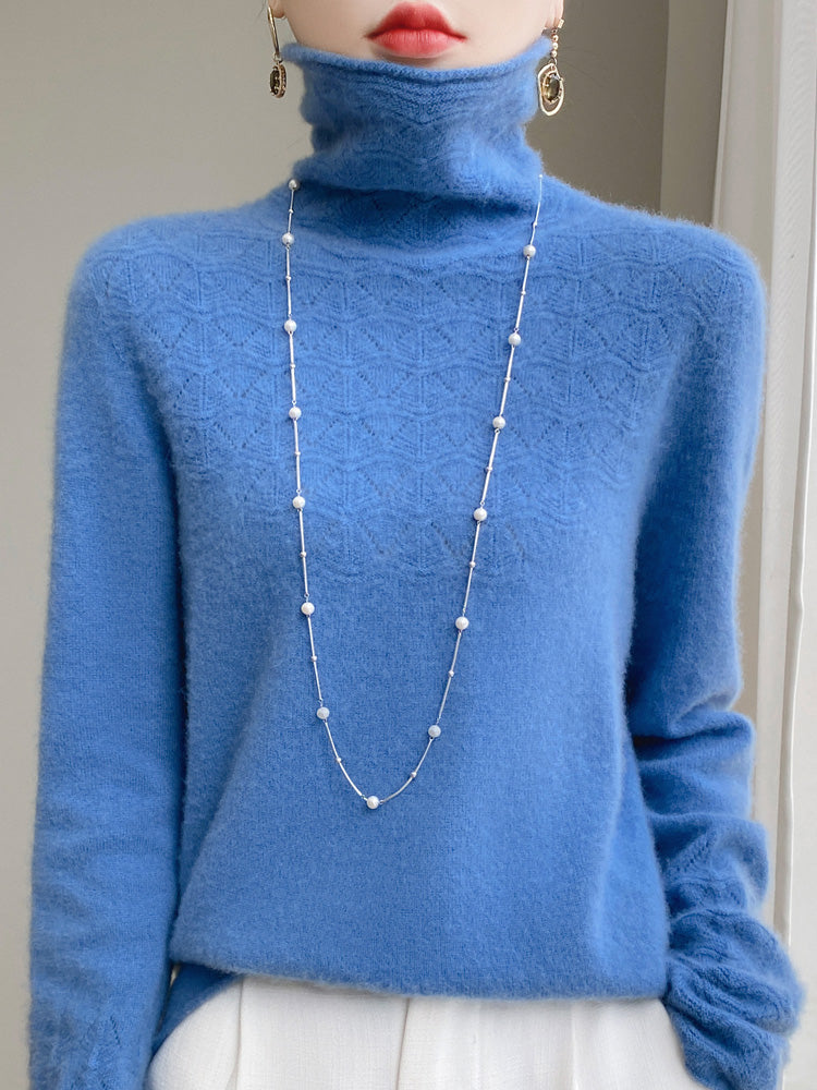 Pull à col roulé en laine et cachemire pour femmes Doux Chaud Élégant