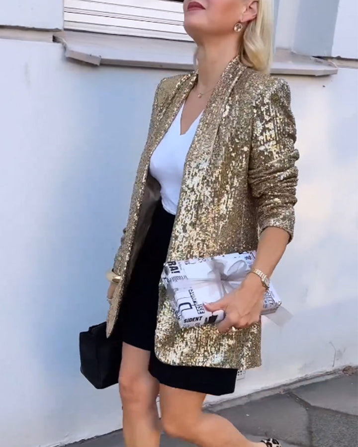 Veste dorée scintillante avec paillettes