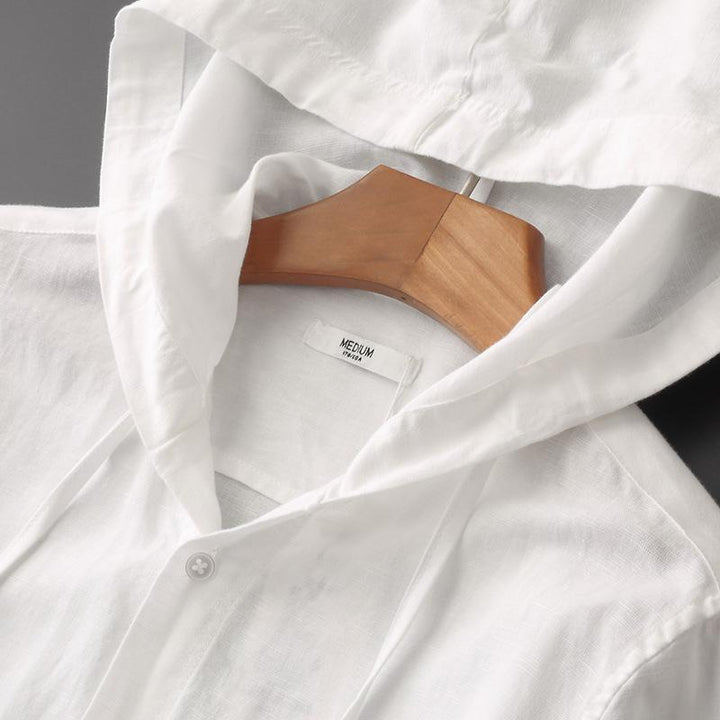 Chemise en lin à capuche pour hommes décontractée