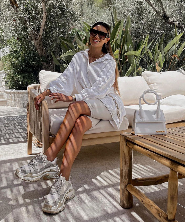 Blouse en Musselin Freya Blanc Long