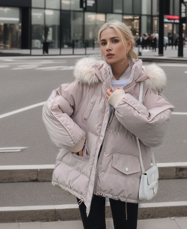 Manteau d'hiver avec capuche en fausse fourrure - Maxinne