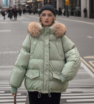 Manteau d'hiver avec capuche en fausse fourrure - Maxinne