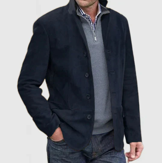 Veste en daim à boutons pour hommes classique et confortable