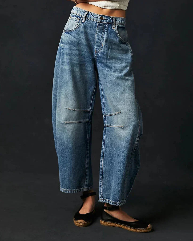 Jeans Barrel Taille Mi-haute pour Femmes