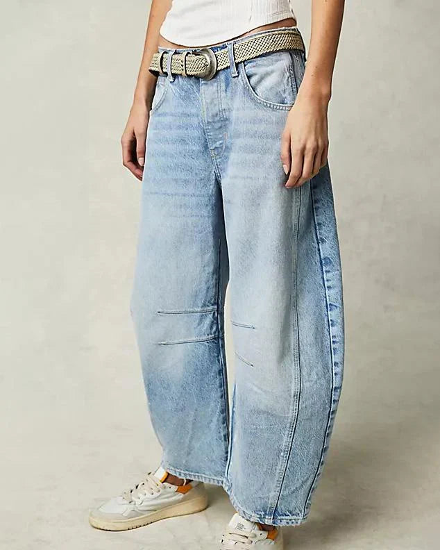 Jeans Barrel Taille Mi-haute pour Femmes