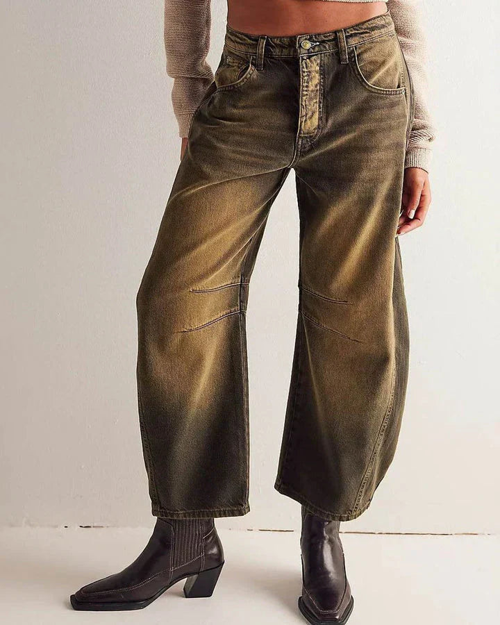 Jeans Barrel Taille Mi-haute pour Femmes