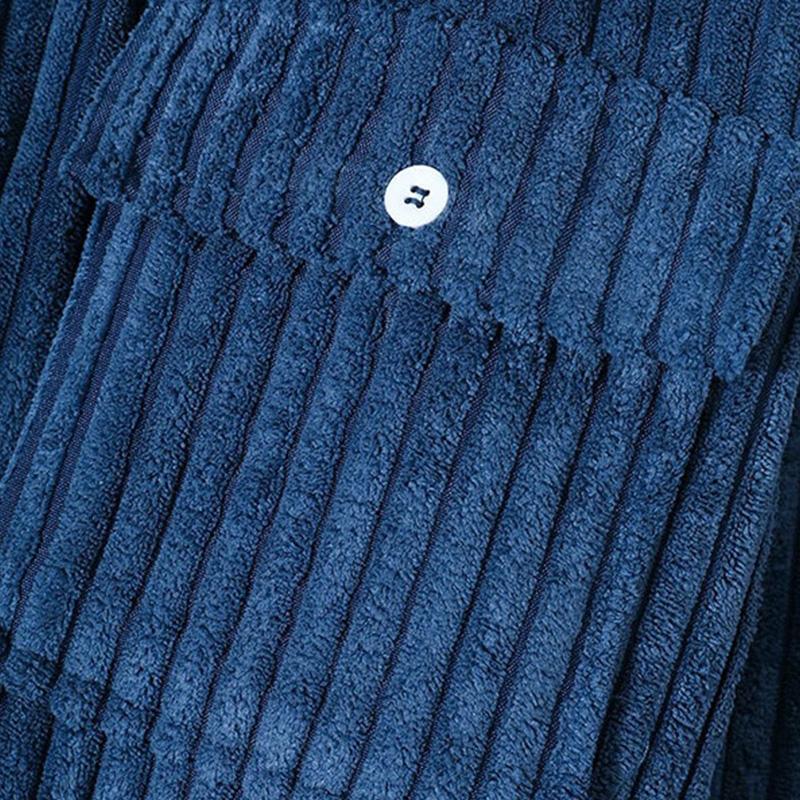 Heidi-Mode - Chemise overshirt décontractée en velours côtelé bleu foncé pour hommes