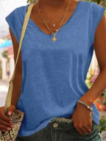 Heidi – t-shirt décontracté et simple avec décolleté en V