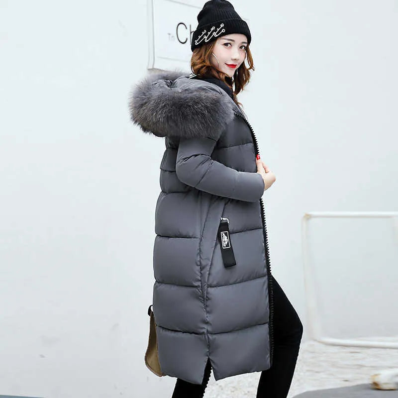 Manteau long avec col en fourrure