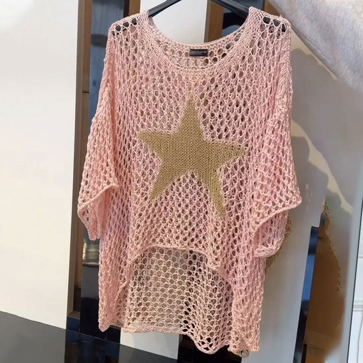 Top en maille crochet à encolure ronde pour femmes