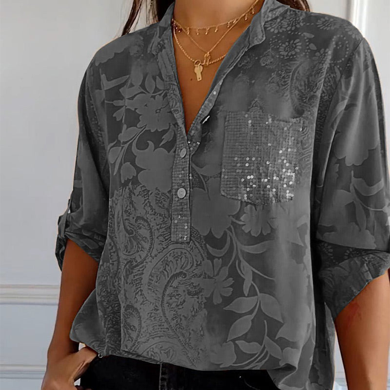 Floré-Shirt | Élégante blouse imprimée avec poche avant
