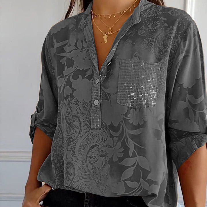 Floré-Shirt | Élégante blouse imprimée avec poche avant