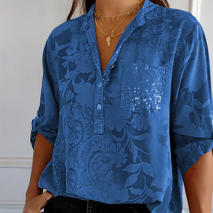 Floré-Shirt | Élégante blouse imprimée avec poche avant