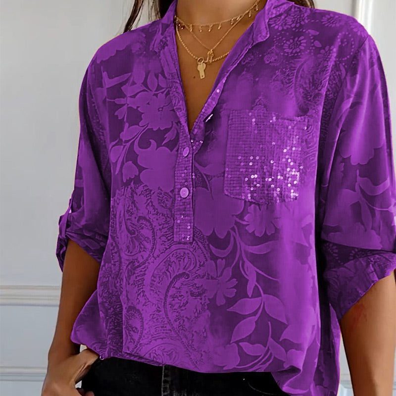 Floré-Shirt | Élégante blouse imprimée avec poche avant