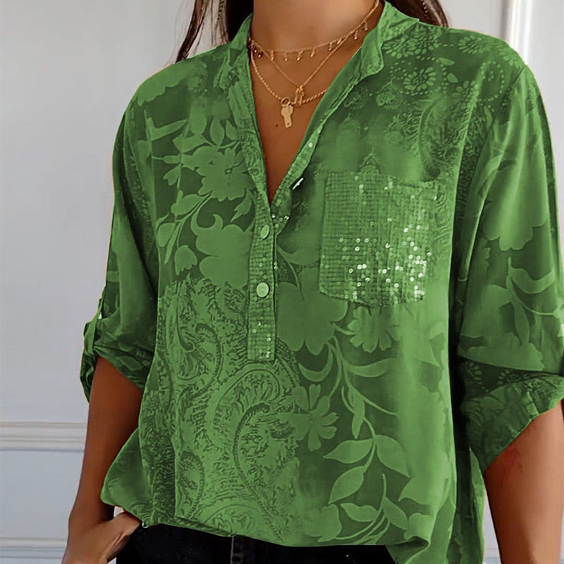 Floré-Shirt | Élégante blouse imprimée avec poche avant