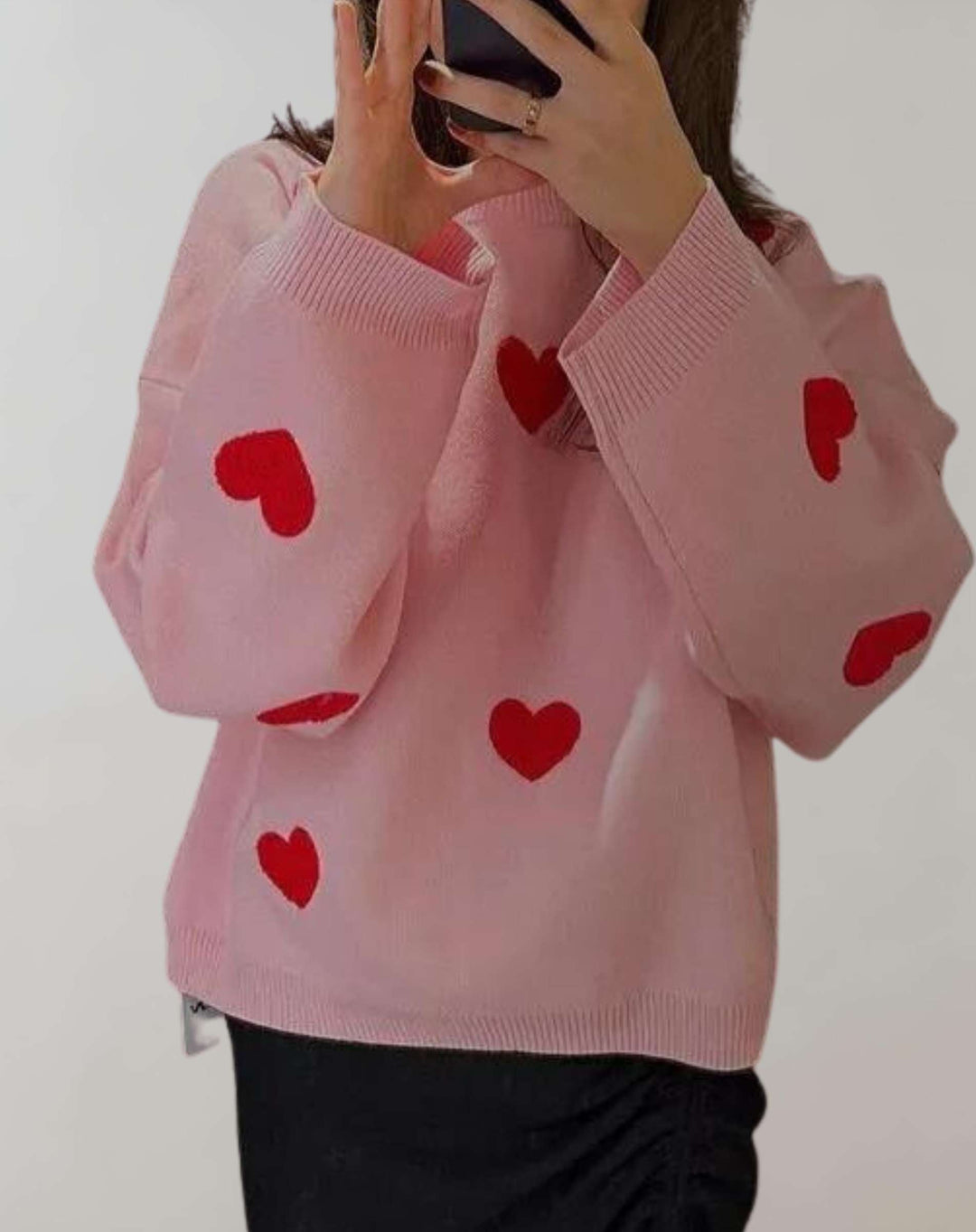 Vergie | Pull surdimensionné avec col rond et motif en forme de cœur