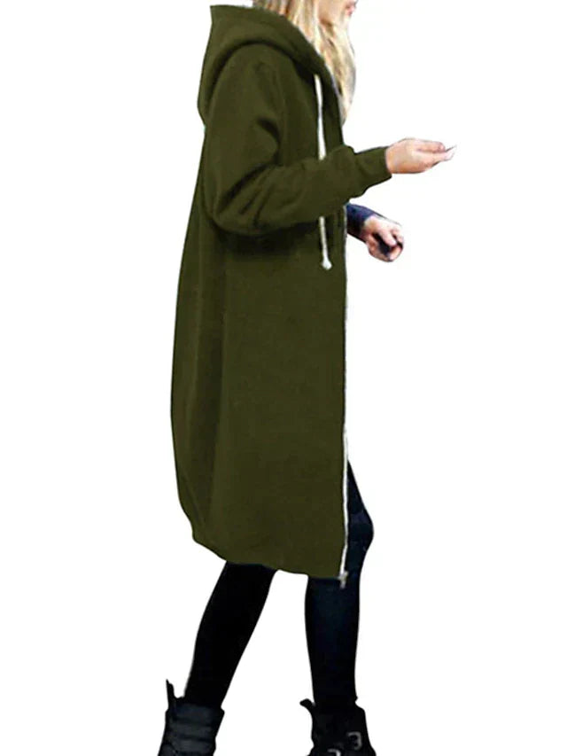 Sweat à capuche zippé mi-long